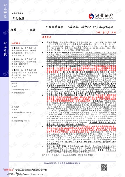 20210314-兴业证券-有色金属行业:开工旺季来临,“碳达峰、碳中和”对金属影响深远.pdf