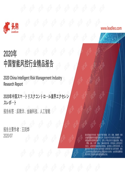2020年中国智能风控行业精品报告.pdf