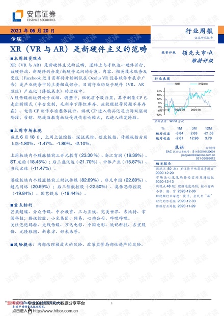 20210620-安信证券-传媒行业周报:XR(VR与AR)是新硬件主义的范畴.pdf