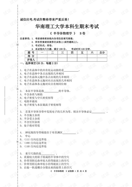 华南理工大学《半导体物理学》期末考试试卷汇总.pdf