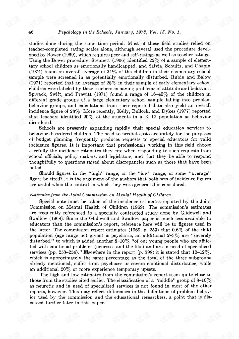 making sense of reports on the incidence of behavior disorders