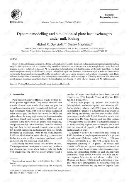 Dynamic modelling and simulation of plate heat exchangers