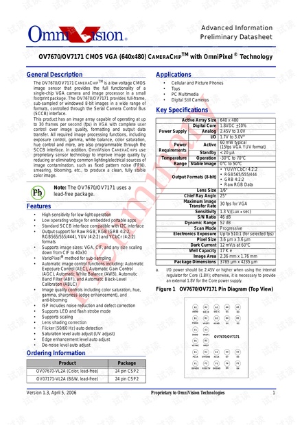 ov7670 datasheet