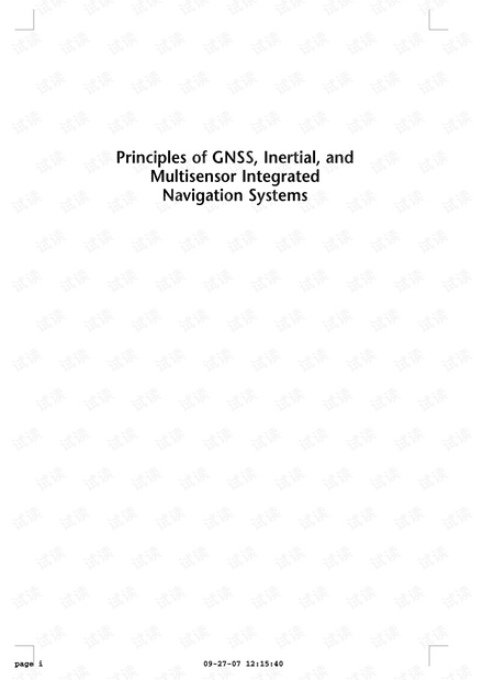 Principles of GNSS, Inertial, and Multi-Sensor Integrated Navigation Systems