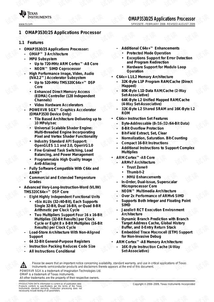 OMAP3530 Data Sheet