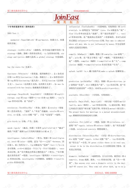 历年考研英语真题重点单词