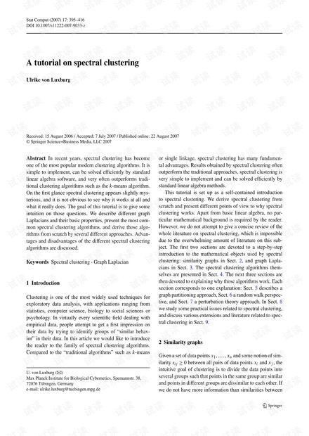 谱聚类教程(Tutorial To Spectral Clustering)