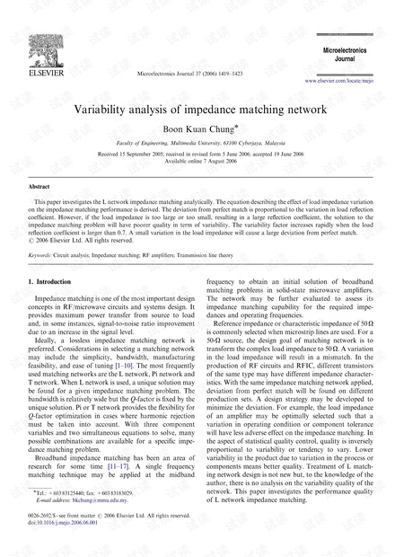 Variability analysis of impedance matching network.pdf