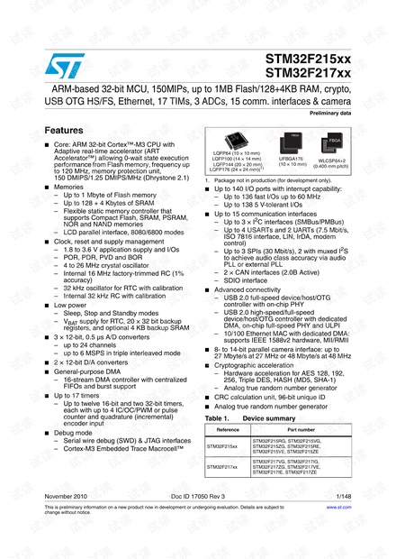 STM32F2x5xx / STM32F2x7xx 数据手册