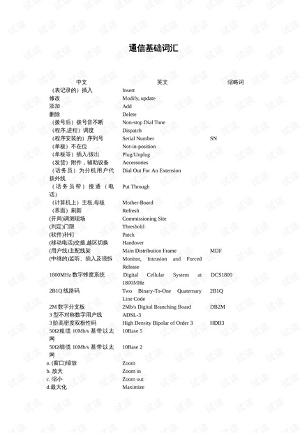 通信基础英文词汇.doc
