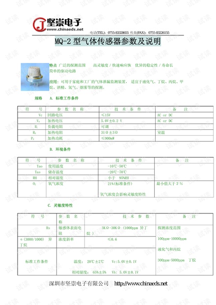 烟雾传感器(mq2)详细资料