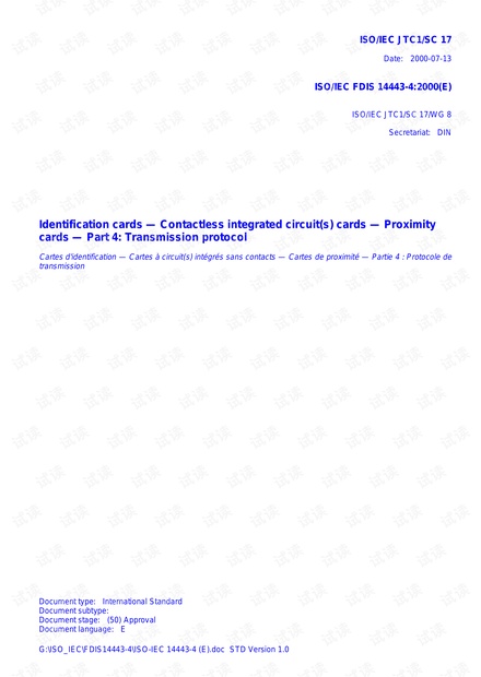 ISO/IEC FDIS 14443-4:2000