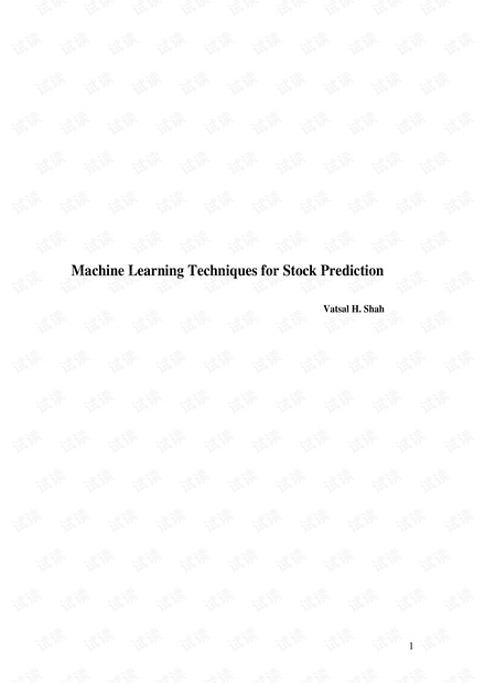 Machine Learning Techniques for Stock Prediction