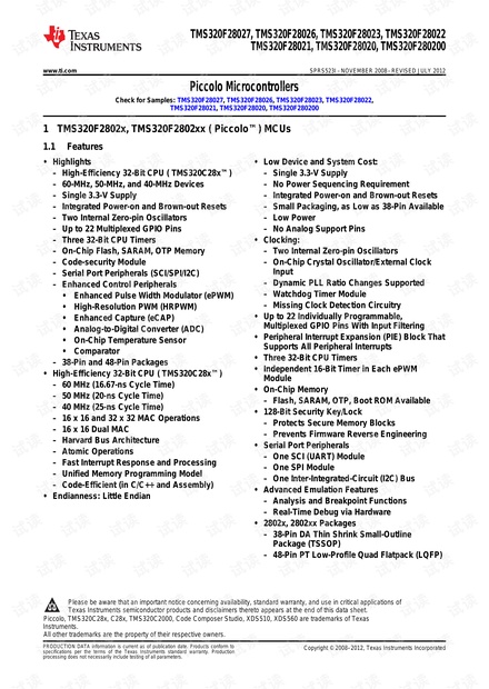 TMS320F280200DATA SHEET