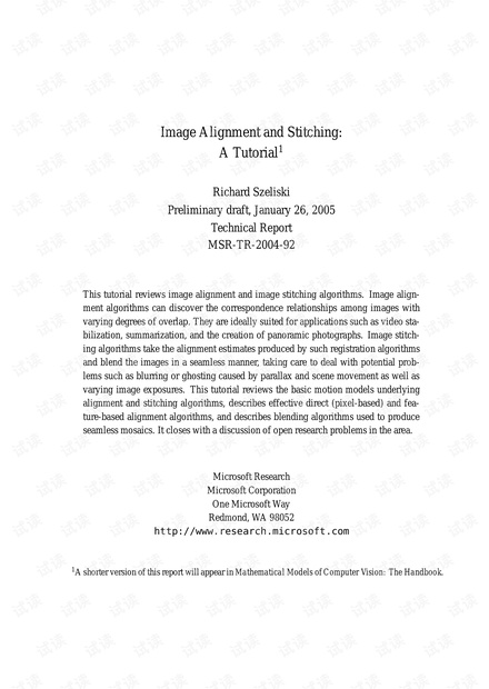 Image Alignment and Stitching:A Tutorial