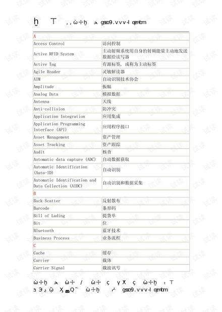 射频术语中英文对照