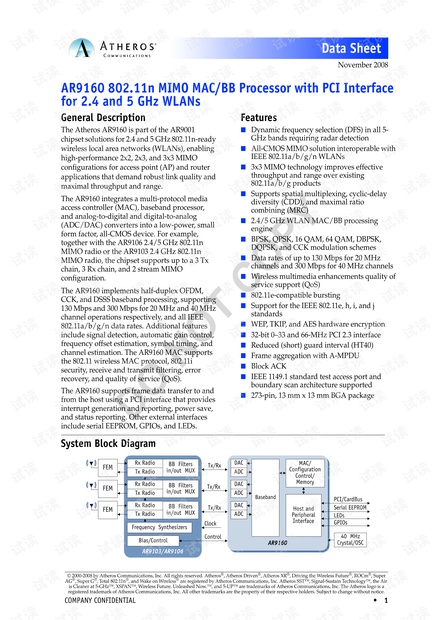 AR9160 data sheet