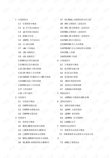 西门子PLC指令集