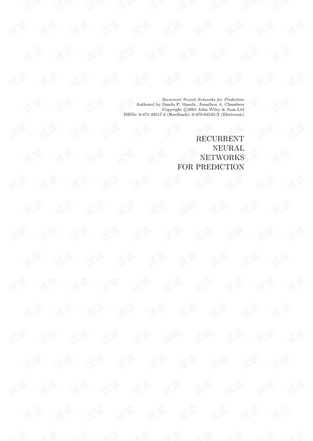 Recurrent Neural Networks for Prediction(pdf)