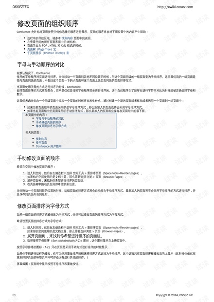 Confluence 修改页面的组织顺序 cwikiossez