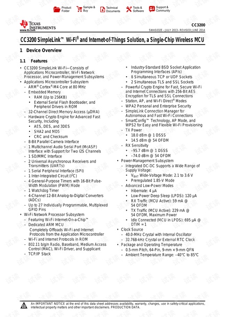 ti cc3200 datasheet