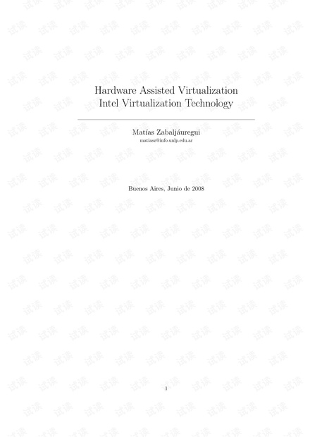 Hardware Assisted Virtualization Intel Virtualization Technology