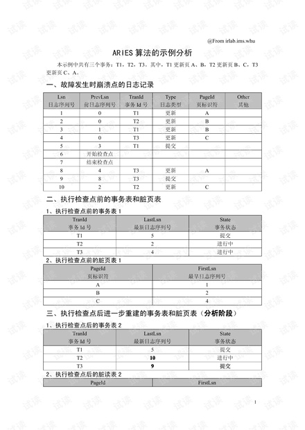 ARIES算法的示例分析_数据库恢复技术_数据库技术与应用