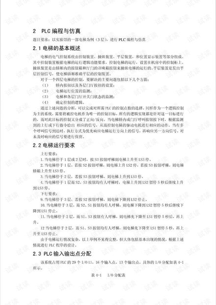 plc电梯运行梯形图