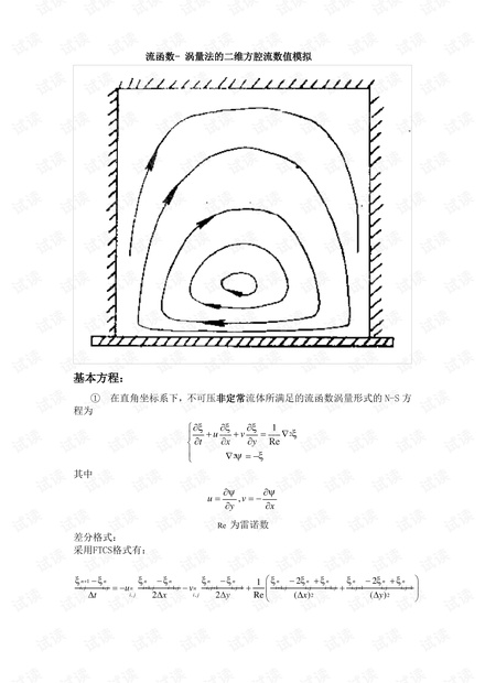 流函数-涡量法的二维方腔流数值模拟(matlab编程).pdf资源-CSDN下载