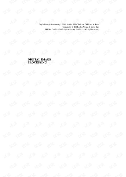 Digitalimageprocessing Thirdedition Williamk Pratt Pdf C 文档类资源 Csdn文库