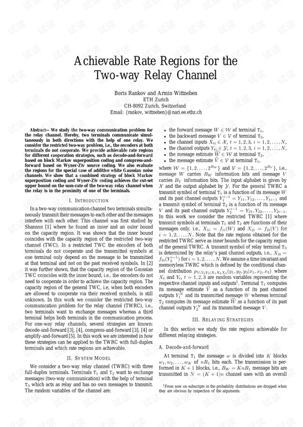 Achievable Rate Regions for the Two-way Relay Channel