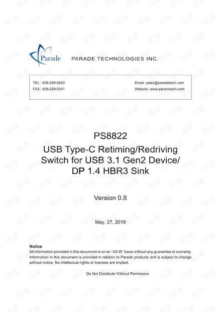 PS8822USBTYPE-CRetimingRedrivingSwitch规格书资源-CSDN下载