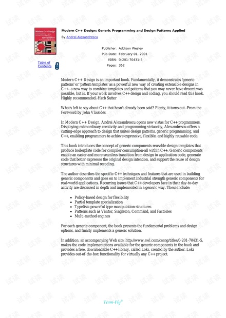 Modern C++ Design - Generic Programming and Design Patterns Applied