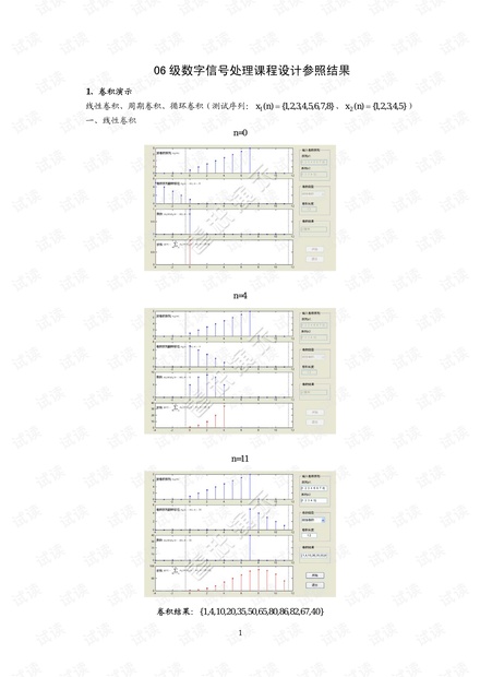数字信号处理:线性卷积和循环卷积;模拟采样定理的实现;切比雪夫I型低通滤波器设计; 凯塞窗设计数字高通滤波器