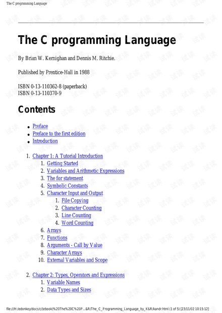 The C Programming Language 2nd Ed