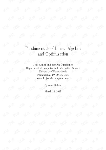 Fundamentals of Linear Algebra and Optimization 2017