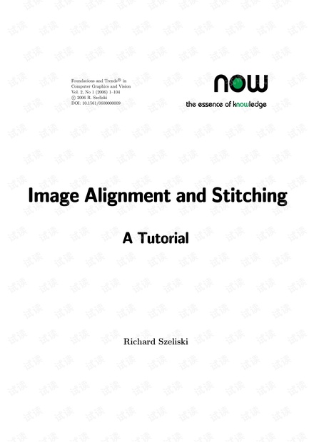 BOOK Image alignment and stitching a tutorial